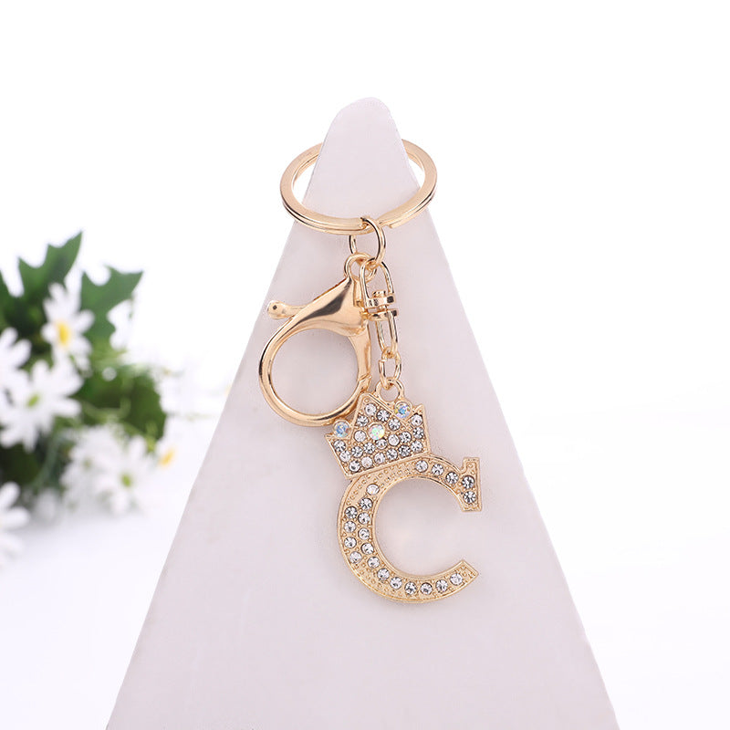 Wholesale Zinc Alloy Alphabet Rhinestone Keychain